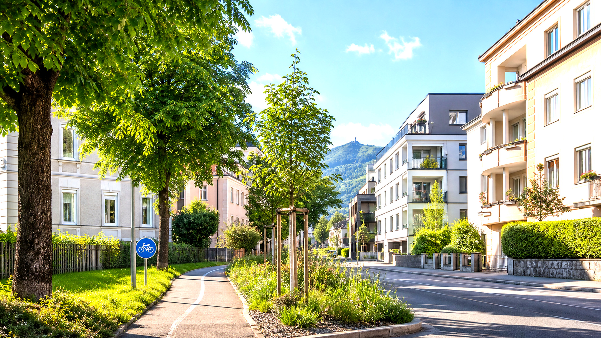 Gemischtes Stadtquartier in Schallmoos mit Wohnen, Gewerbe und Straßenraum